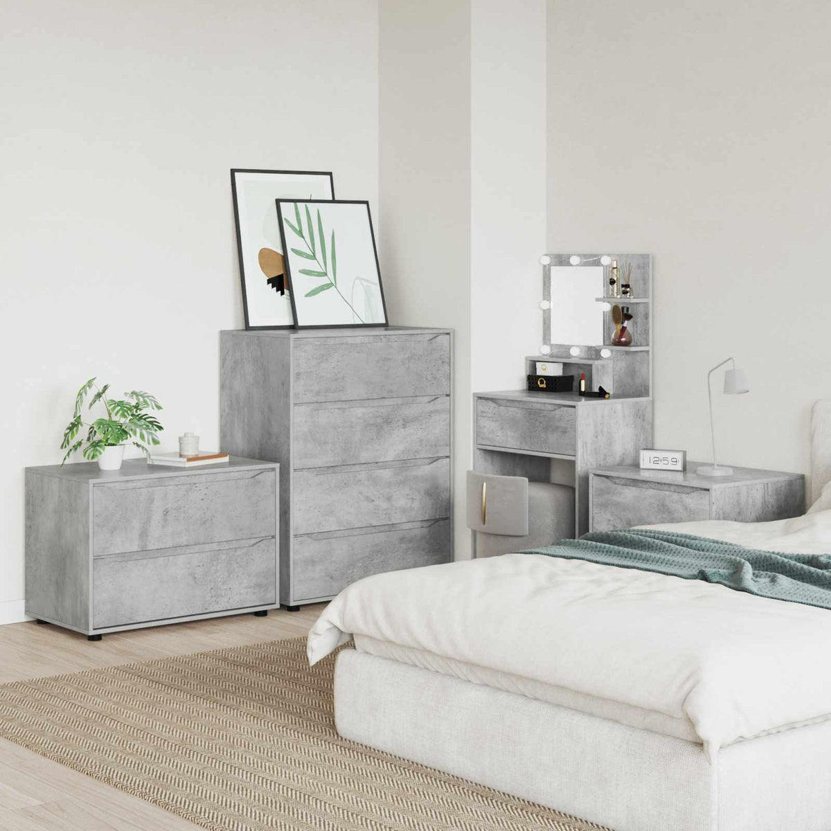 Opbevaringsskab 80 x 48 x 57 cm Konstrueret træ Beton Grå