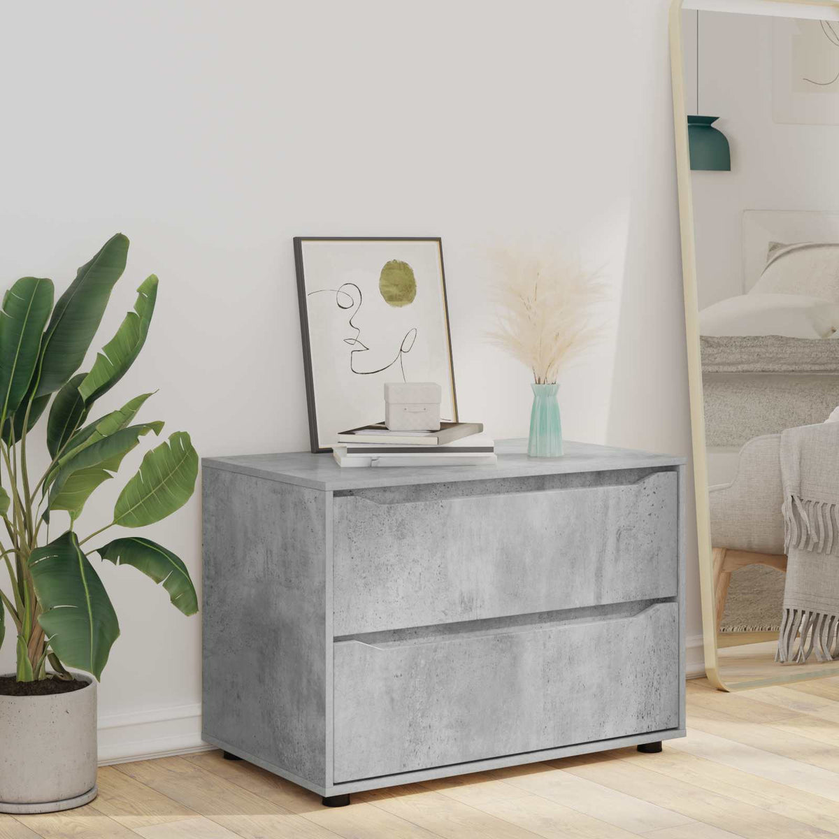 Opbevaringsskab 80 x 48 x 57 cm Konstrueret træ Beton Grå