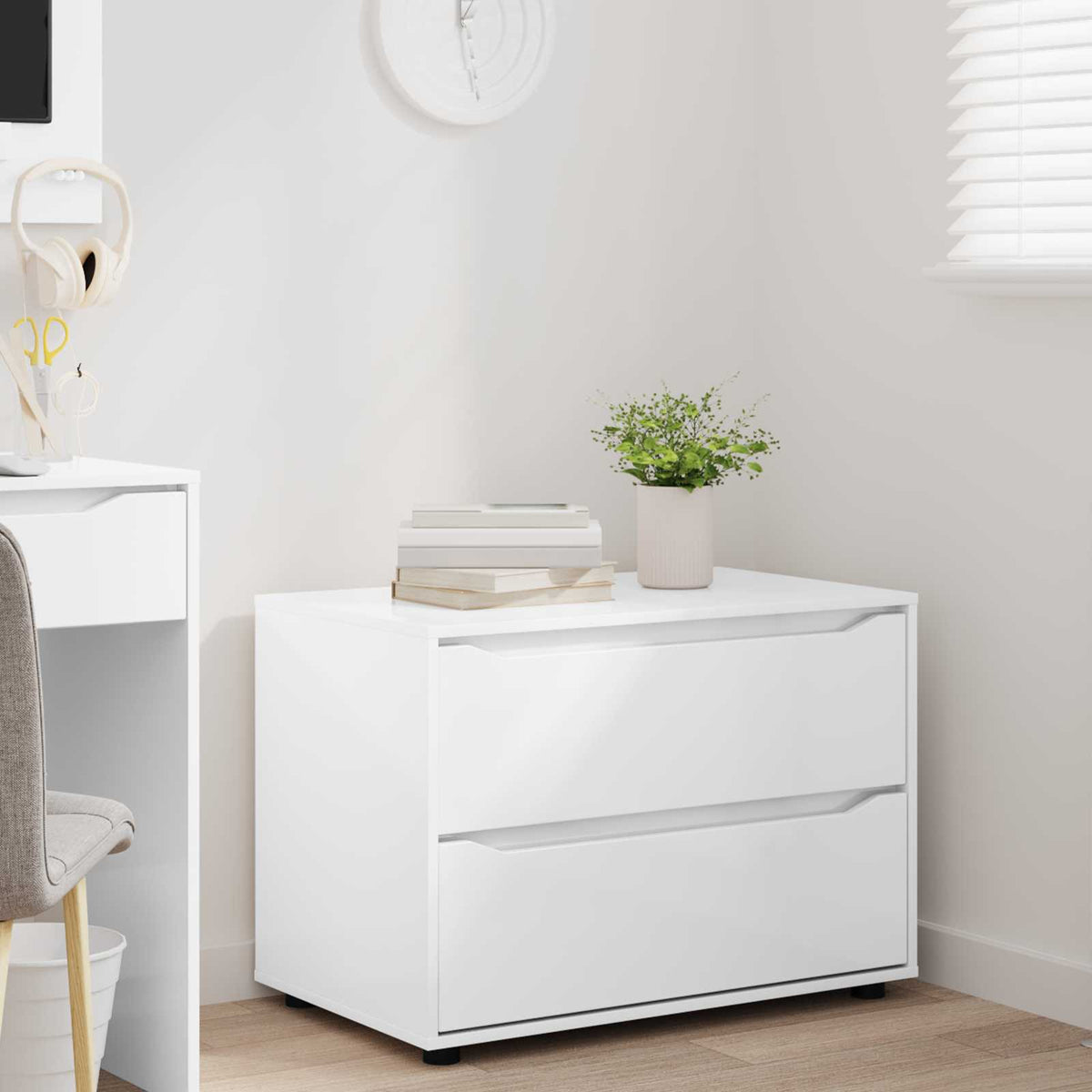 Opbevaringsskab 80 x 48 x 57 cm Konstrueret træ Høj gloss hvid
