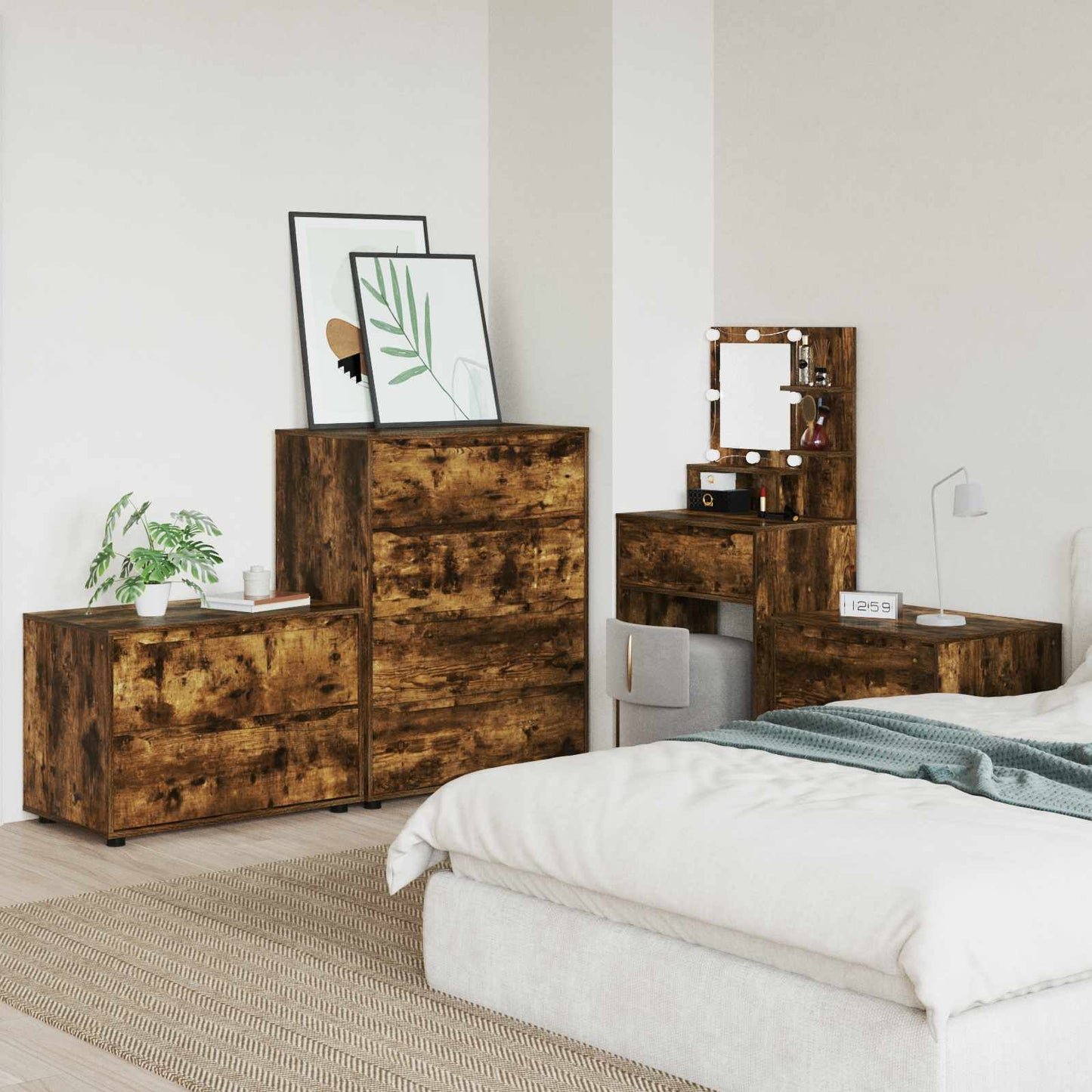 Opbevaringsskab 80 x 48 x 57 cm Konstrueret træ Røget eg