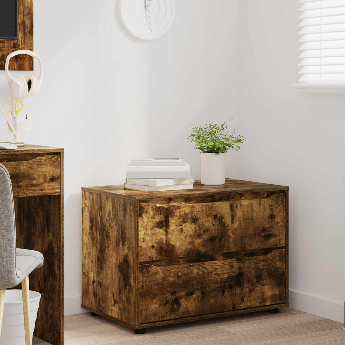 Opbevaringsskab 80 x 48 x 57 cm Konstrueret træ Røget eg