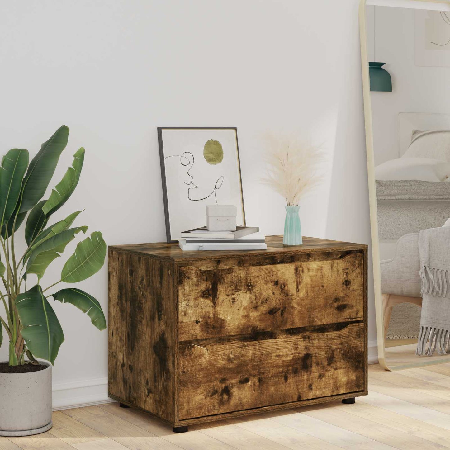 Opbevaringsskab 80 x 48 x 57 cm Konstrueret træ Røget eg