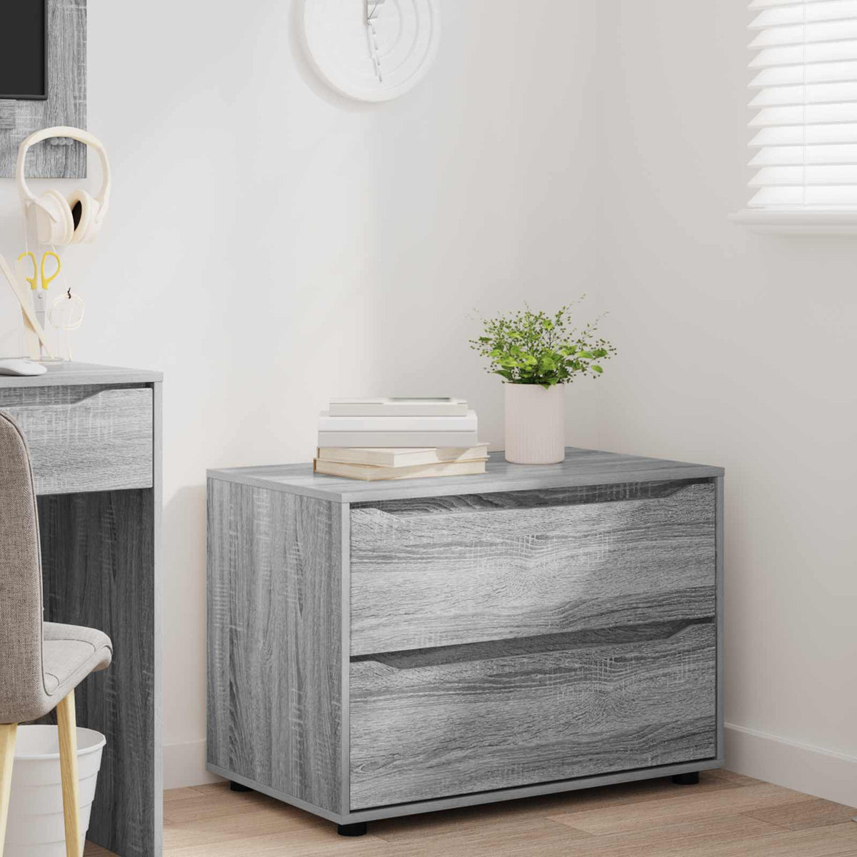 Opbevaringsskab 80 x 48 x 57 cm Konstrueret træ Grå Sonoma