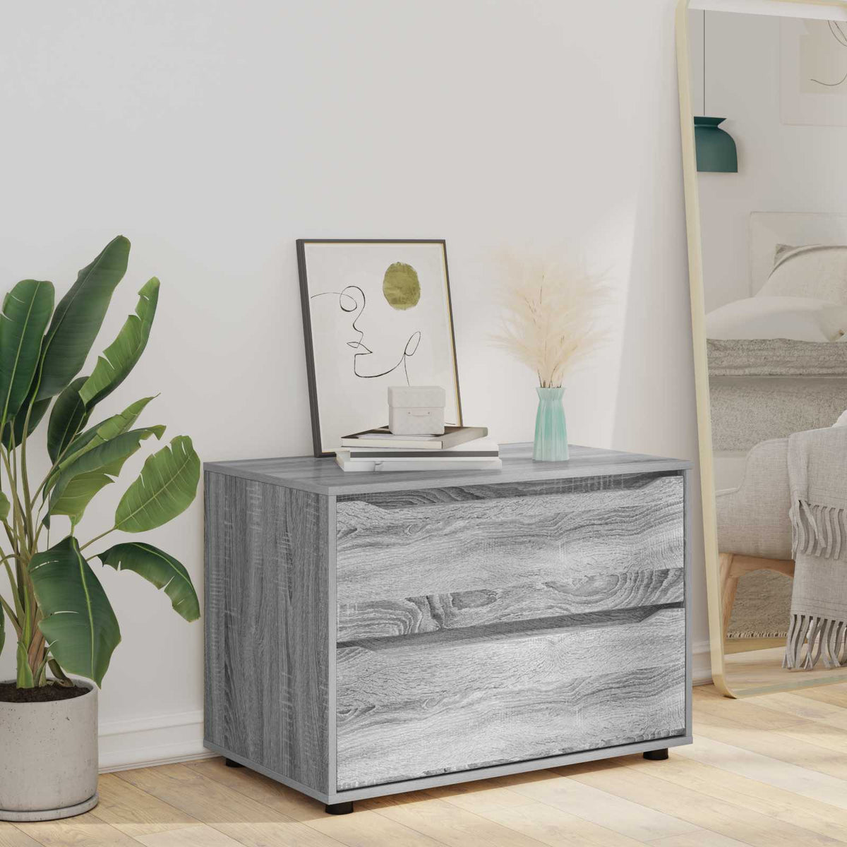 Opbevaringsskab 80 x 48 x 57 cm Konstrueret træ Grå Sonoma