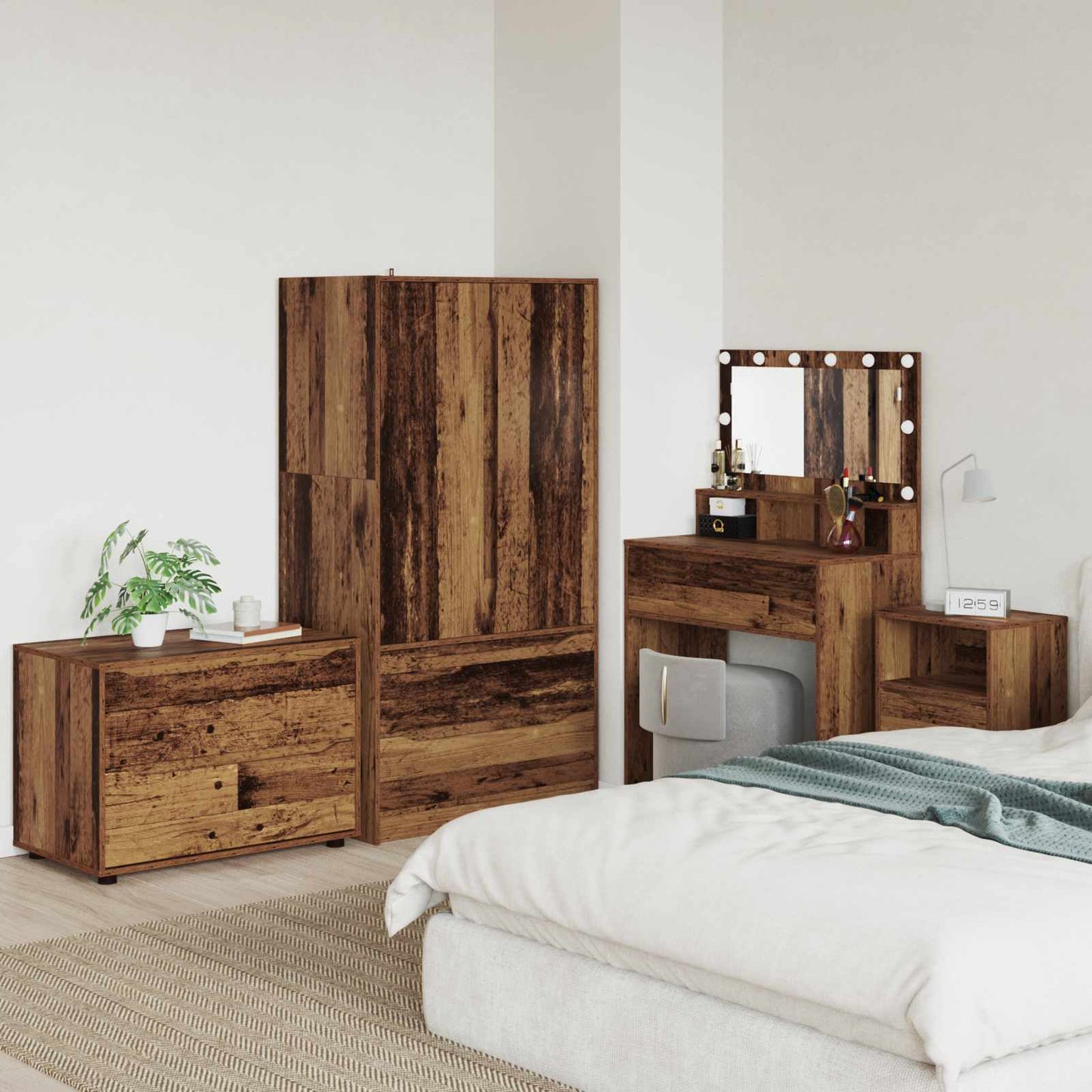 Opbevaringsskab 80 x 48 x 57 cm Konstrueret træ Gammelt træ