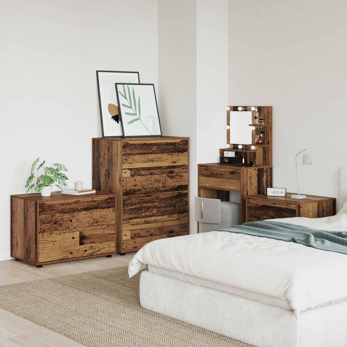 Opbevaringsskab 80 x 48 x 57 cm Konstrueret træ Gammelt træ