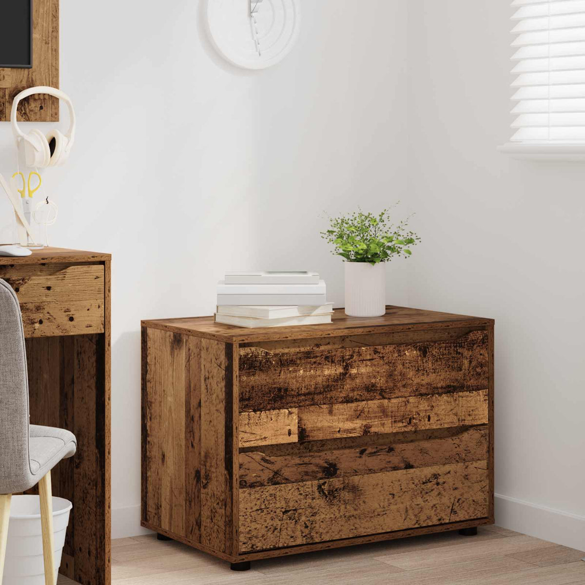 Opbevaringsskab 80 x 48 x 57 cm Konstrueret træ Gammelt træ
