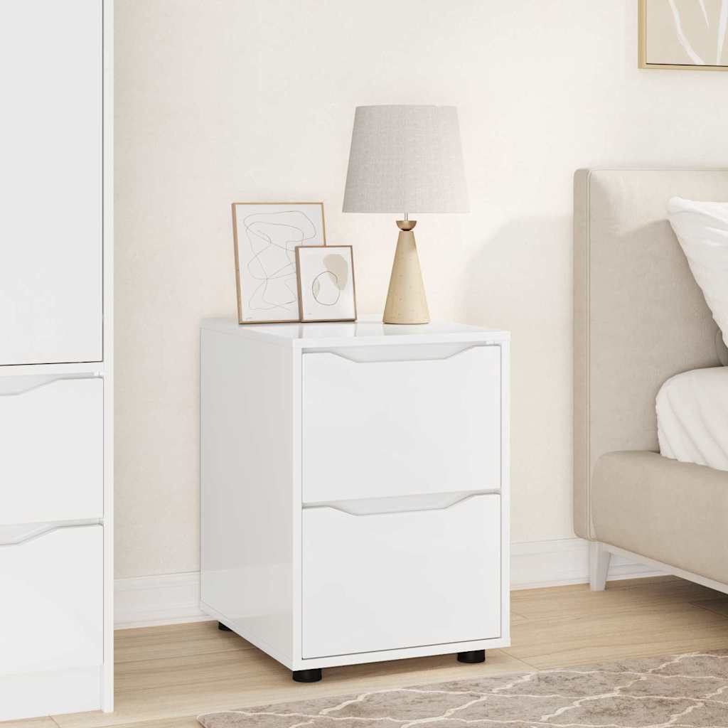 Opbevaringsskab 40 x 48 x 57 cm Konstrueret træ Høj gloss hvid