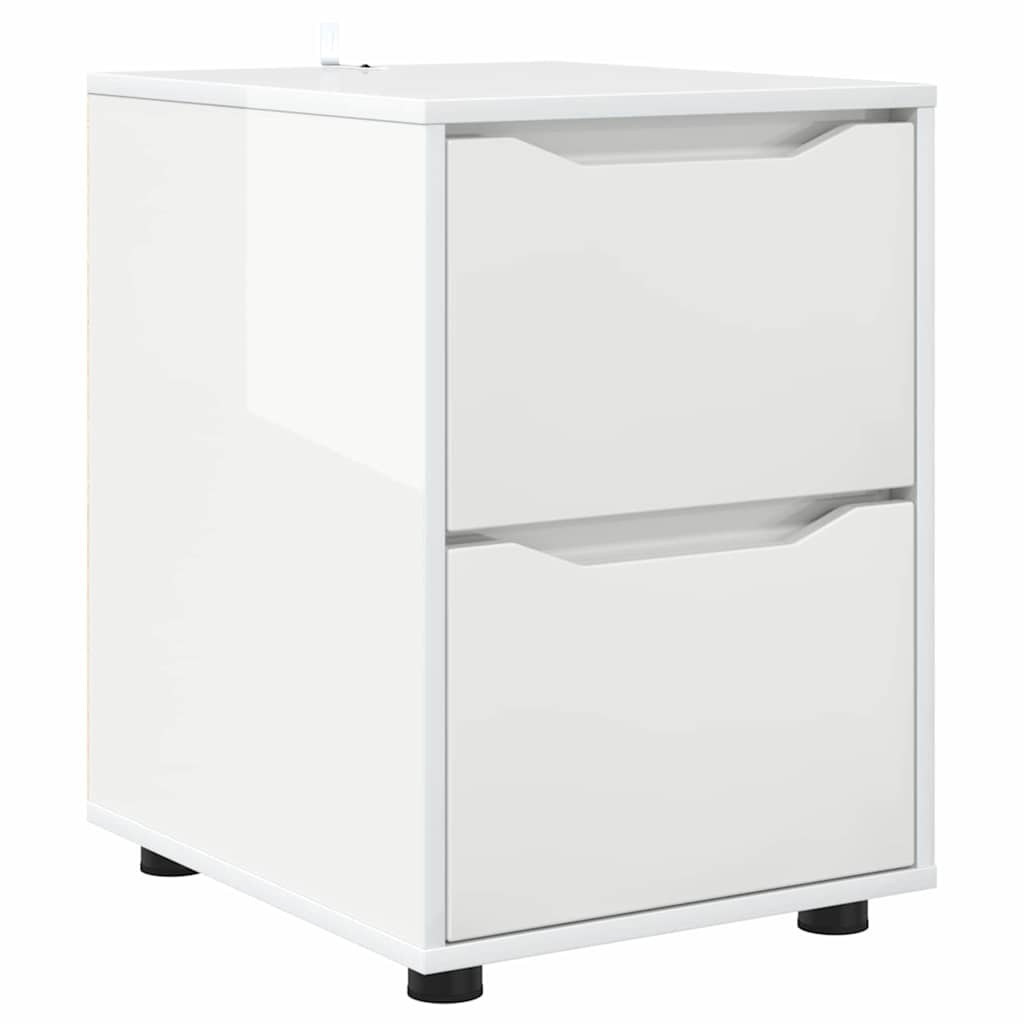Opbevaringsskab 40 x 48 x 57 cm Konstrueret træ Høj gloss hvid