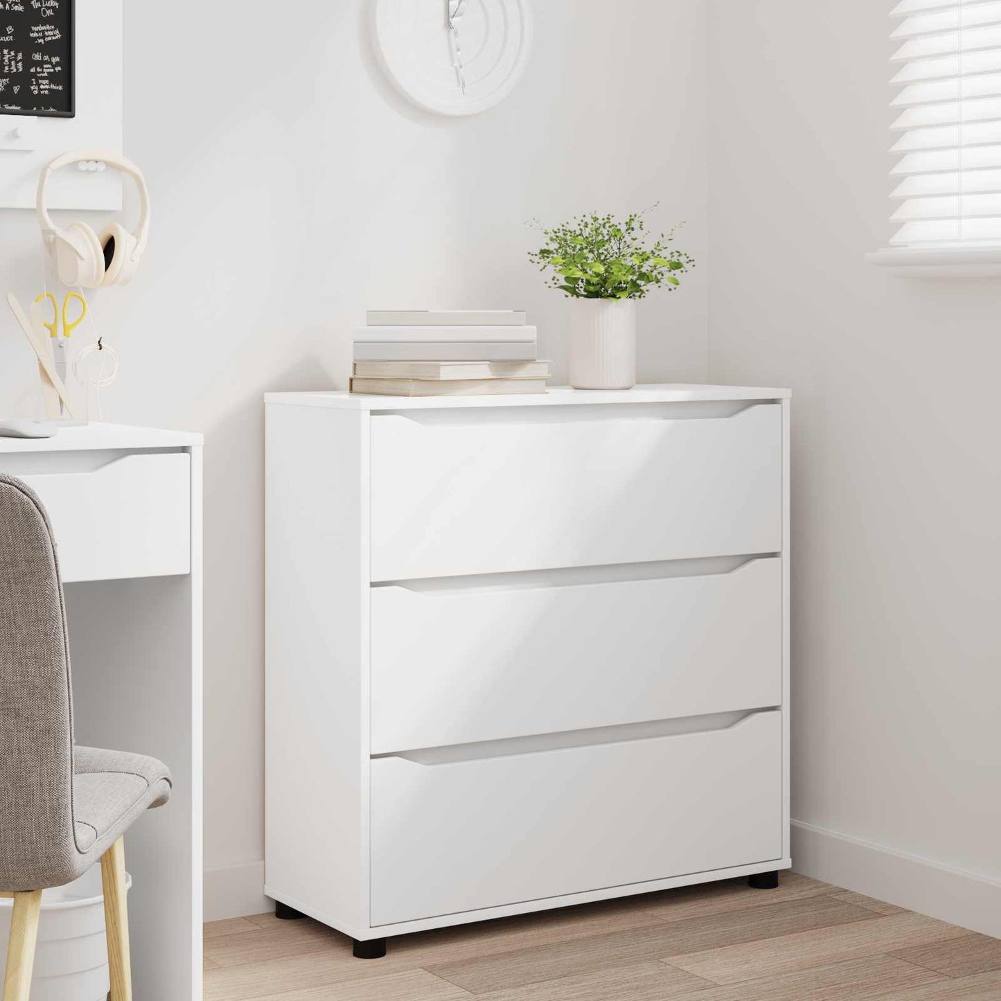 Opbevaringsskab 80 x 31 x 81 cm Konstrueret træ Hvid