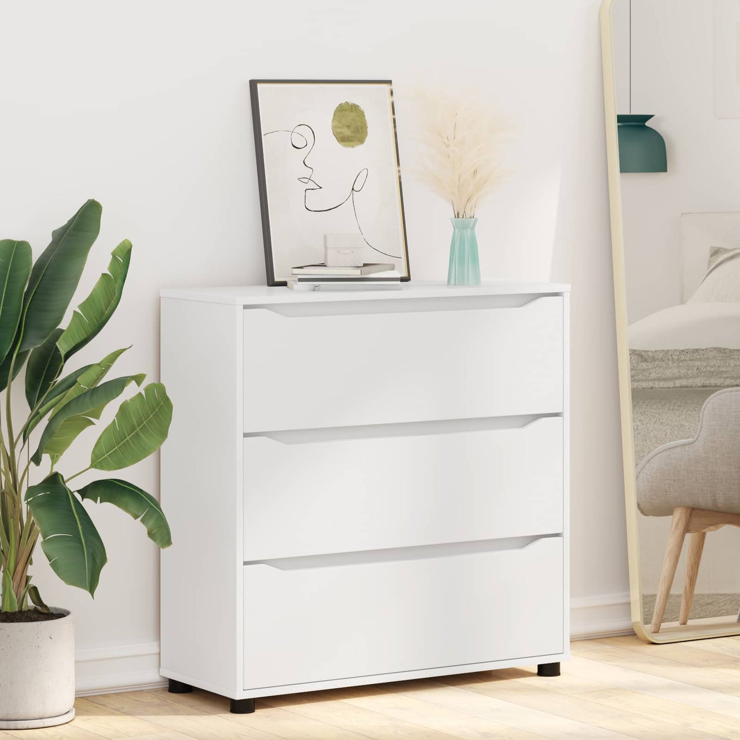 Opbevaringsskab 80 x 31 x 81 cm Konstrueret træ Hvid