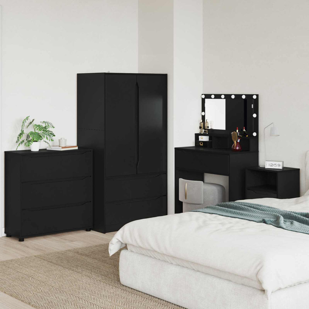 Opbevaringsskab 80 x 31 x 81 cm Konstrueret træ Sort