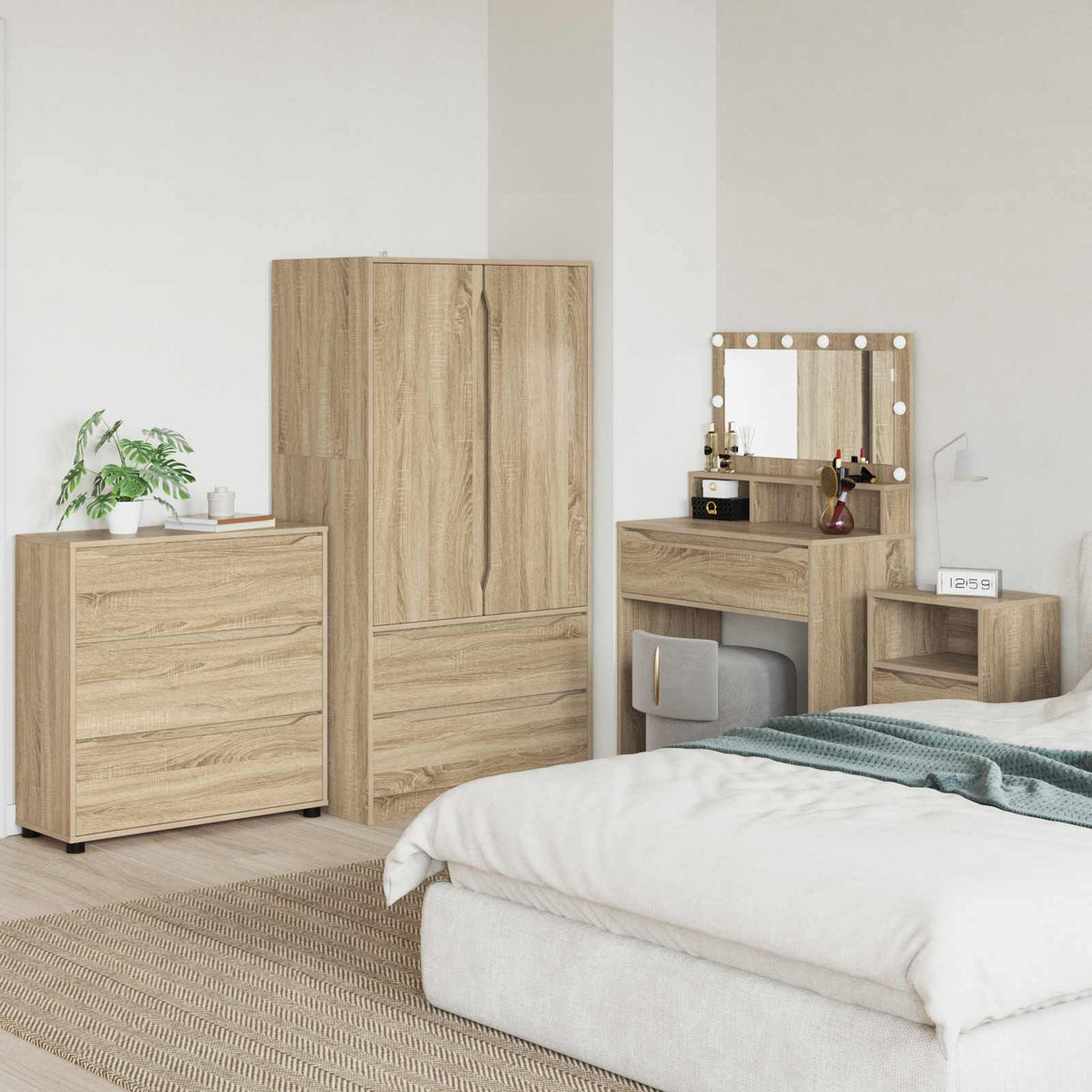 Opbevaringsskab 80 x 31 x 81 cm Konstrueret træ Sonoma eg