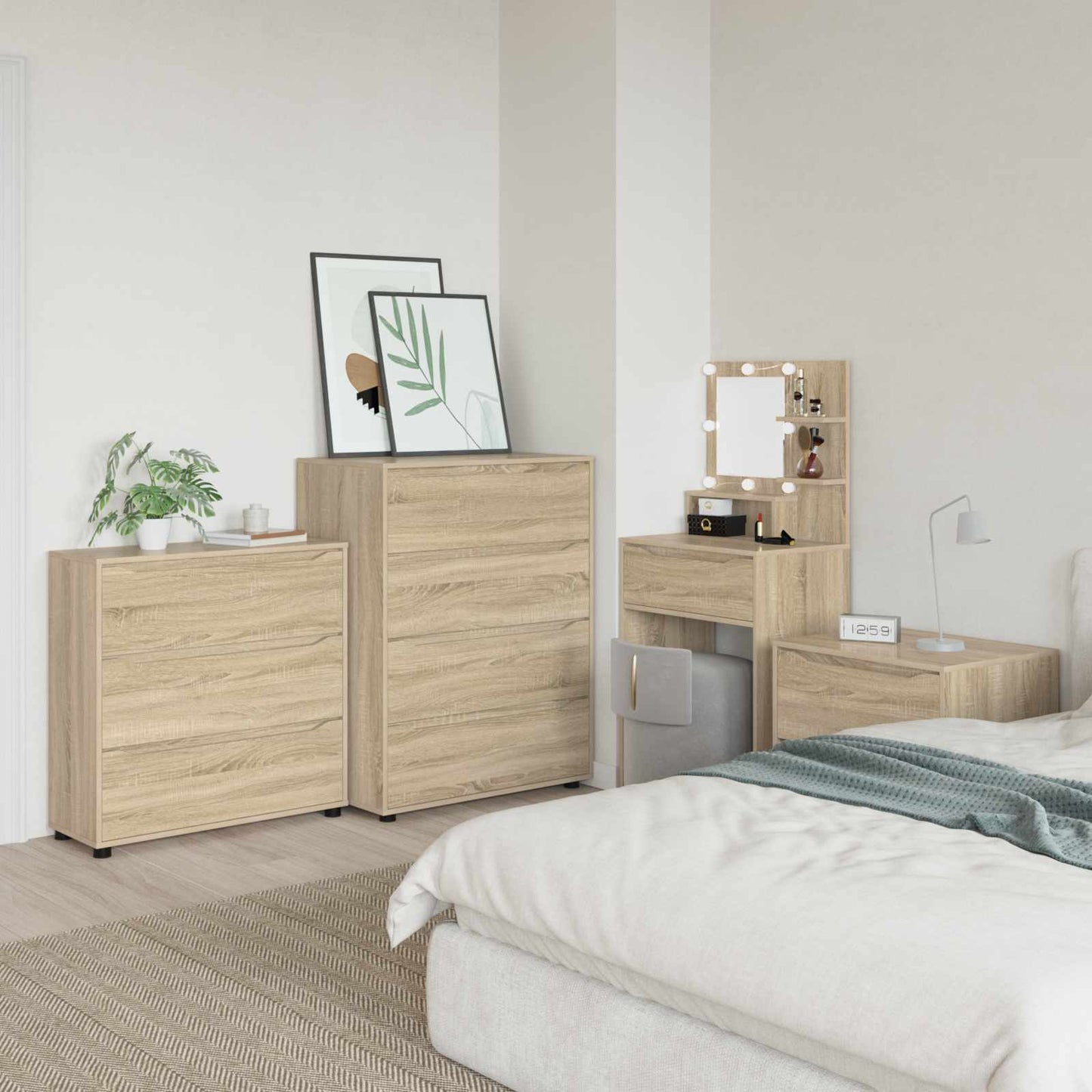 Opbevaringsskab 80 x 31 x 81 cm Konstrueret træ Sonoma eg