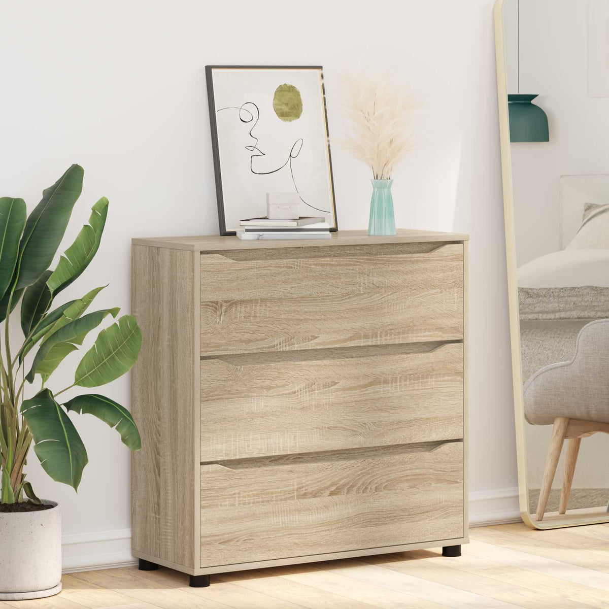 Opbevaringsskab 80 x 31 x 81 cm Konstrueret træ Sonoma eg