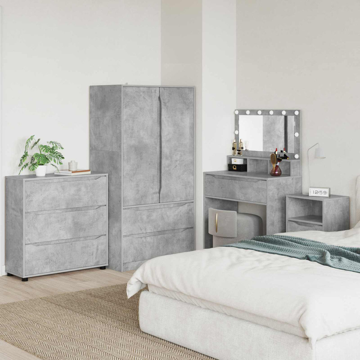 Opbevaringsskab 80 x 31 x 81 cm Konstrueret træ Beton Grå