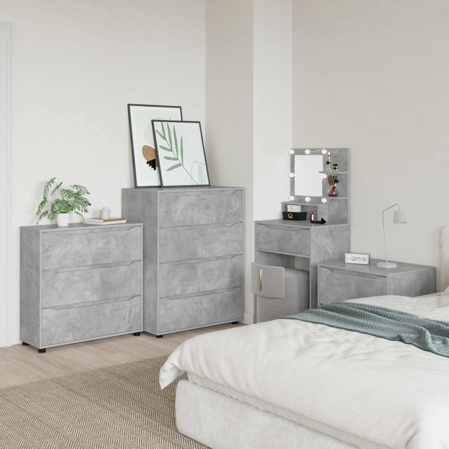 Opbevaringsskab 80 x 31 x 81 cm Konstrueret træ Beton Grå