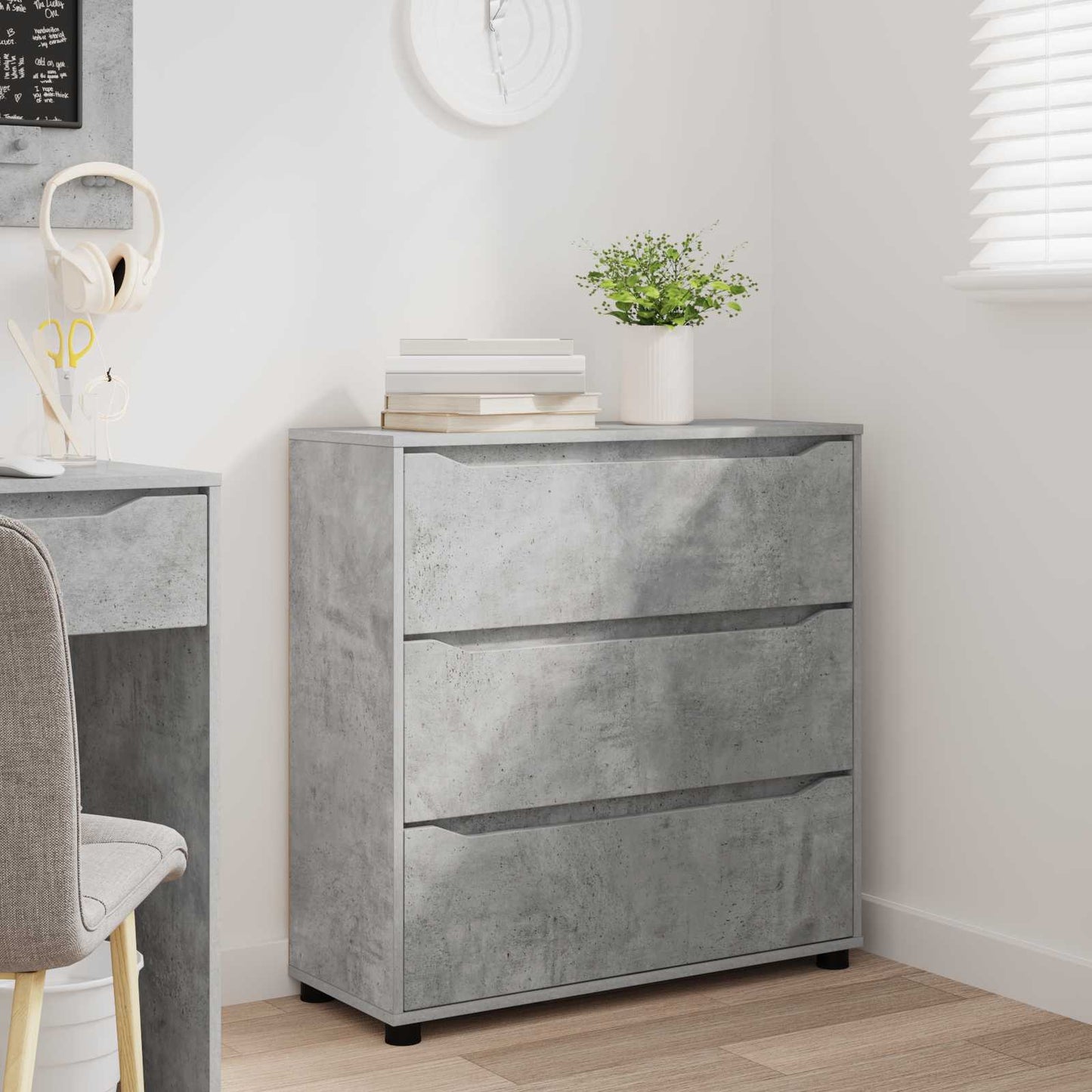 Opbevaringsskab 80 x 31 x 81 cm Konstrueret træ Beton Grå