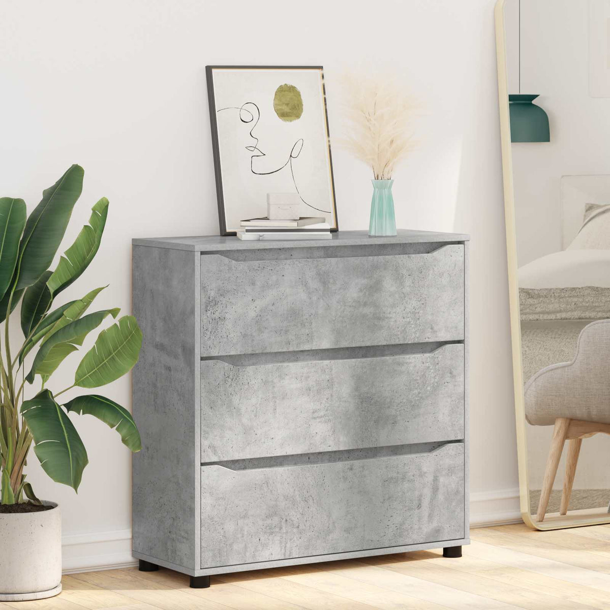 Opbevaringsskab 80 x 31 x 81 cm Konstrueret træ Beton Grå