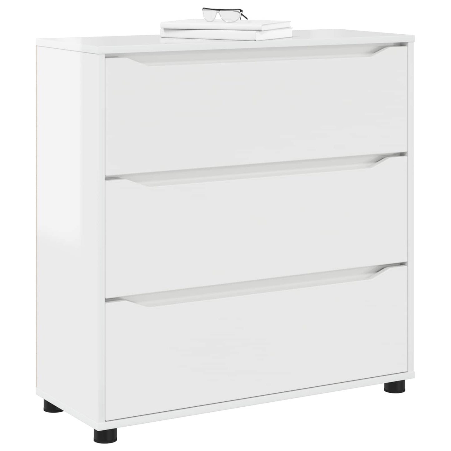 Opbevaringsskab 80 x 31 x 81 cm Konstrueret træ Høj gloss hvid