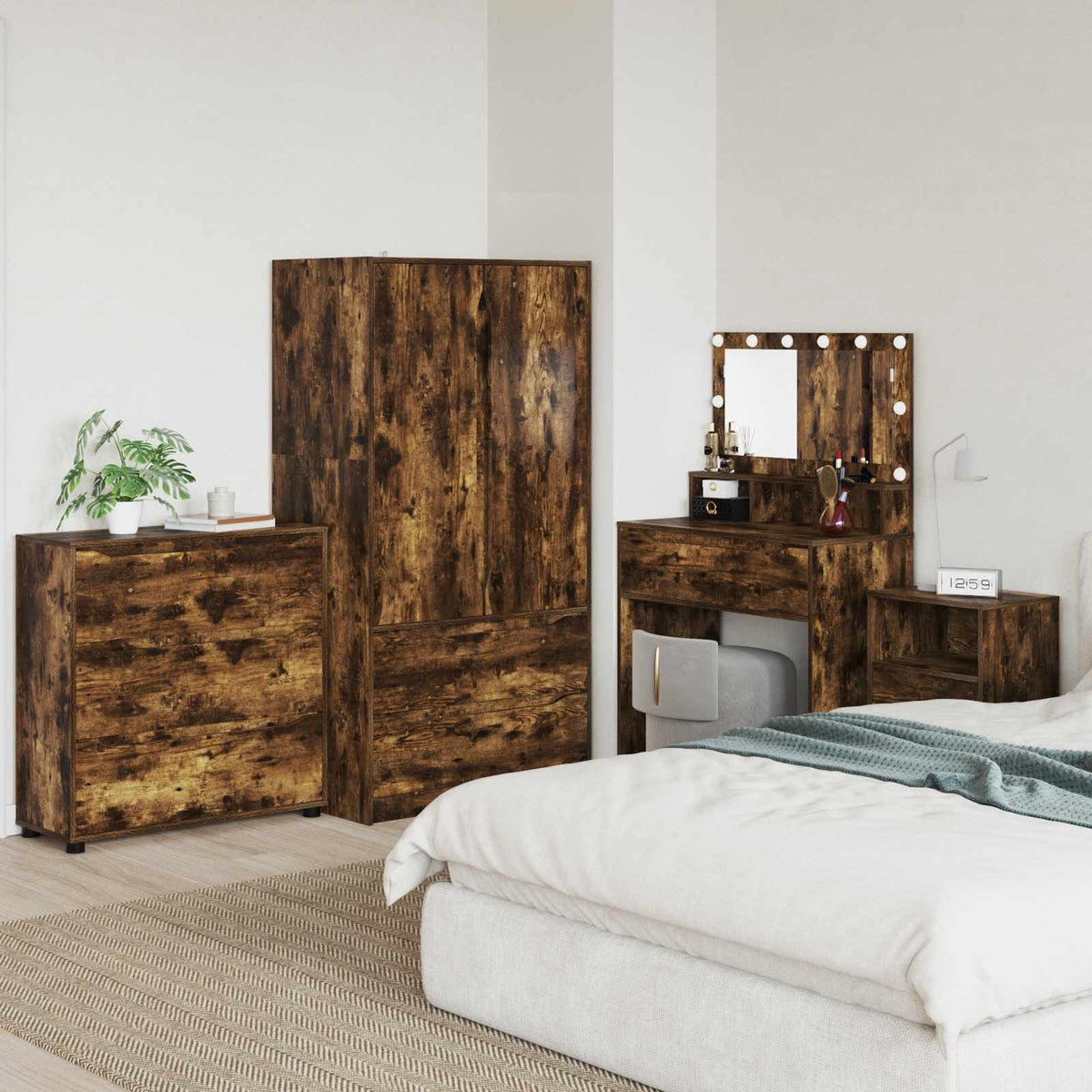 Opbevaringsskab 80 x 31 x 81 cm Konstrueret træ Røget eg