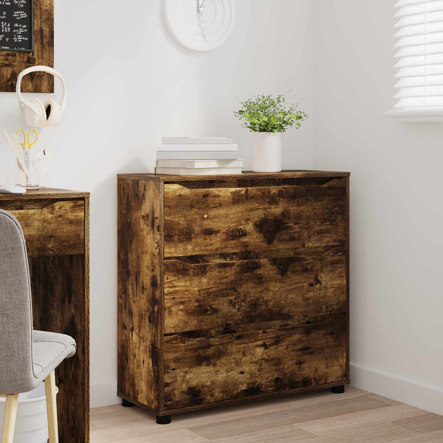 Opbevaringsskab 80 x 31 x 81 cm Konstrueret træ Røget eg