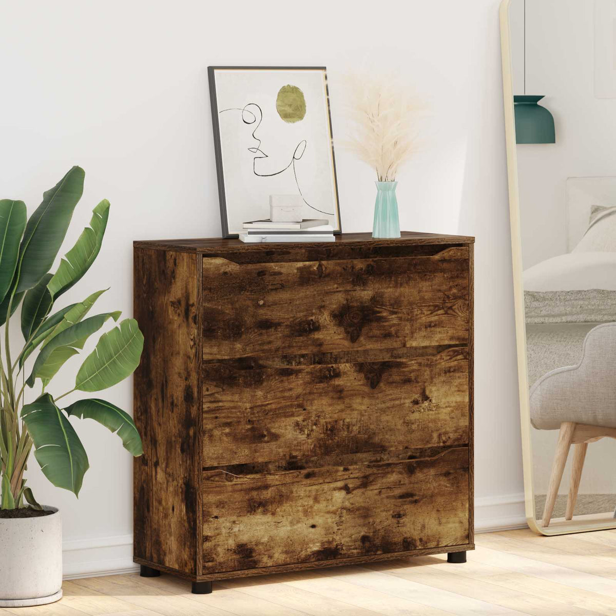 Opbevaringsskab 80 x 31 x 81 cm Konstrueret træ Røget eg