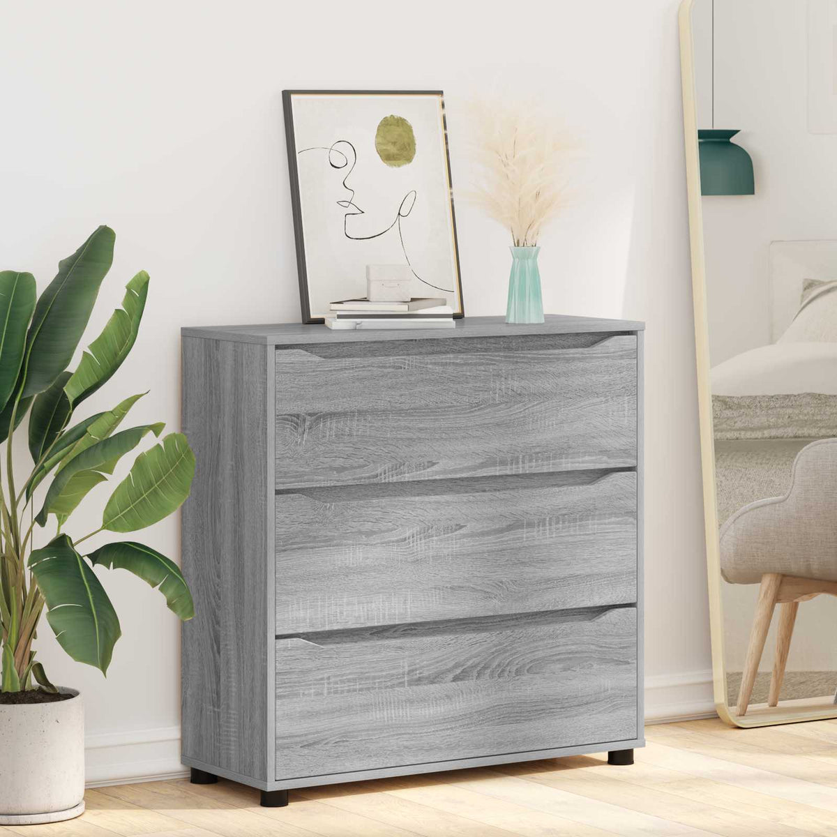 Opbevaringsskab 80 x 31 x 81 cm Konstrueret træ Grå Sonoma