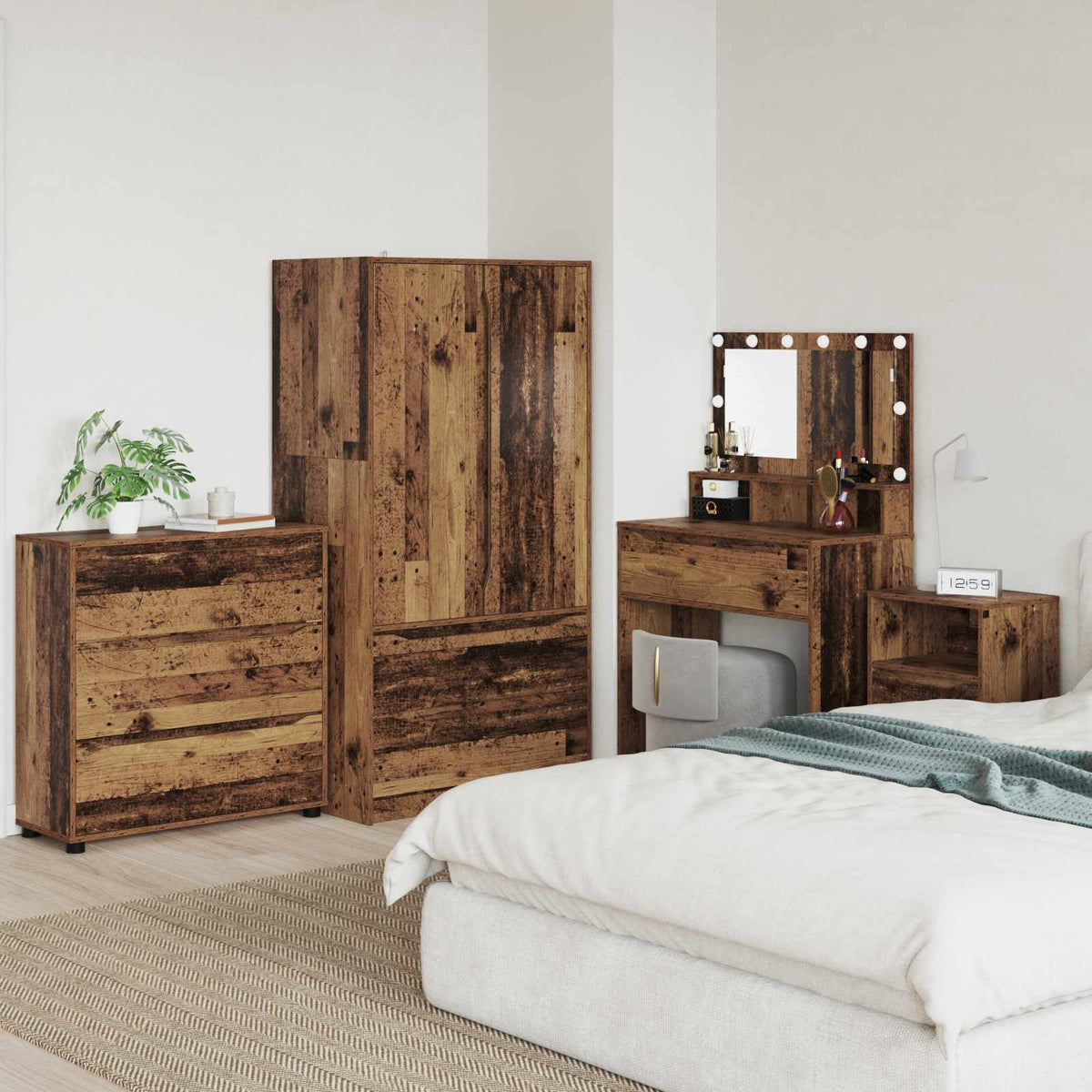 Opbevaringsskab 80 x 31 x 81 cm Konstrueret træ Gammelt træ