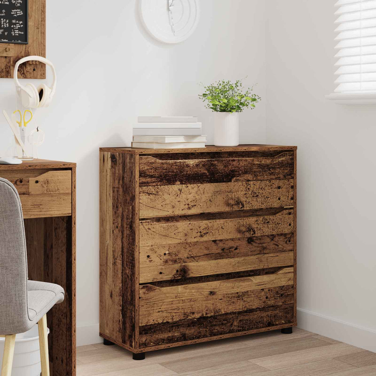 Opbevaringsskab 80 x 31 x 81 cm Konstrueret træ Gammelt træ