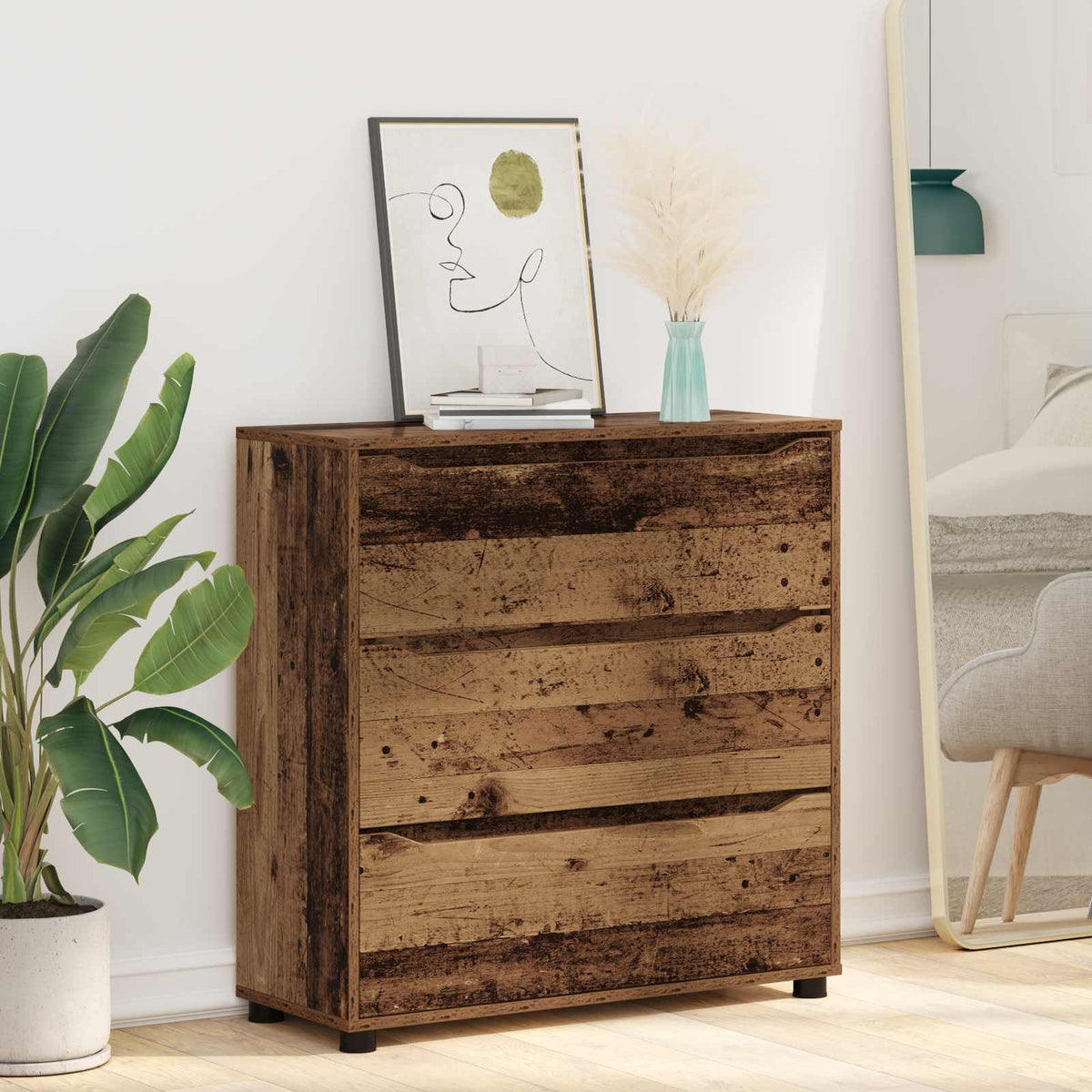 Opbevaringsskab 80 x 31 x 81 cm Konstrueret træ Gammelt træ