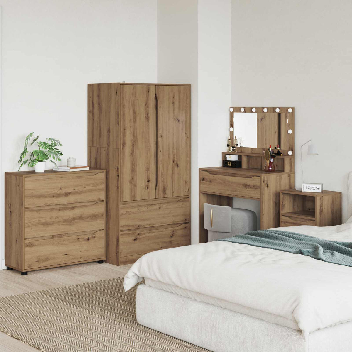Opbevaringsskab 80 x 31 x 81 cm Konstrueret træ Artisan Egetræ