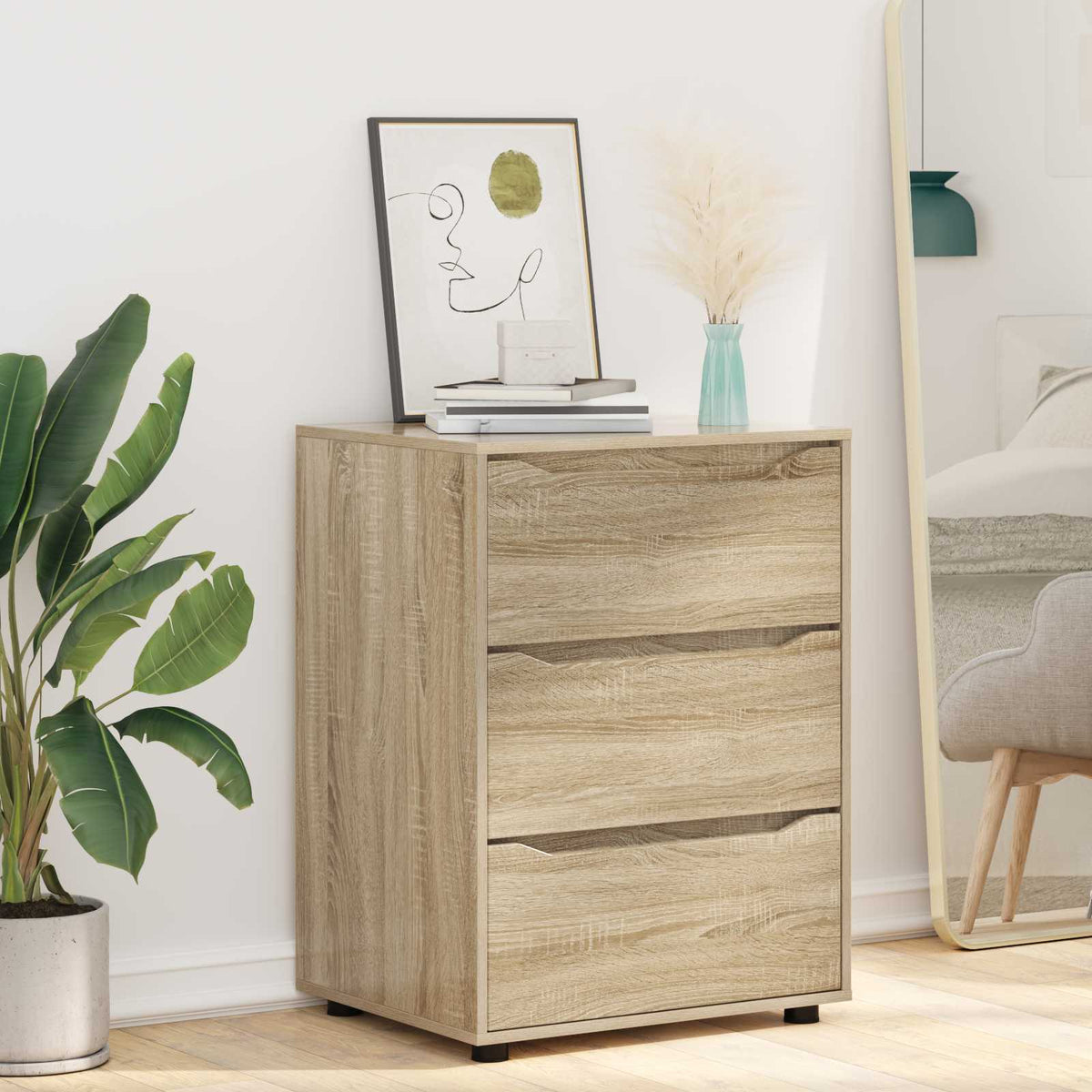 Opbevaringsskab 60 x 48 x 81 cm Konstrueret træ Sonoma eg