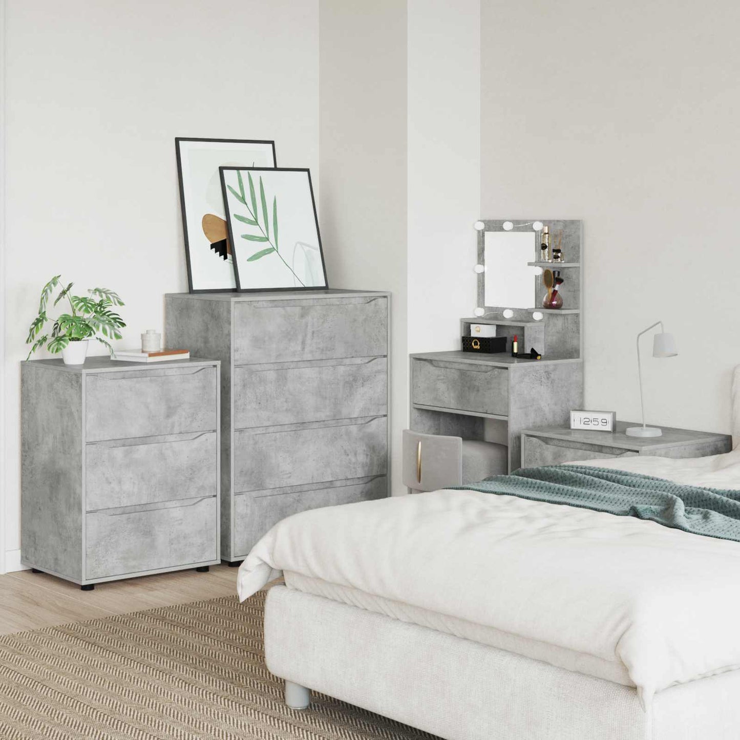 Opbevaringsskab 60 x 48 x 81 cm Konstrueret træ Beton Grå