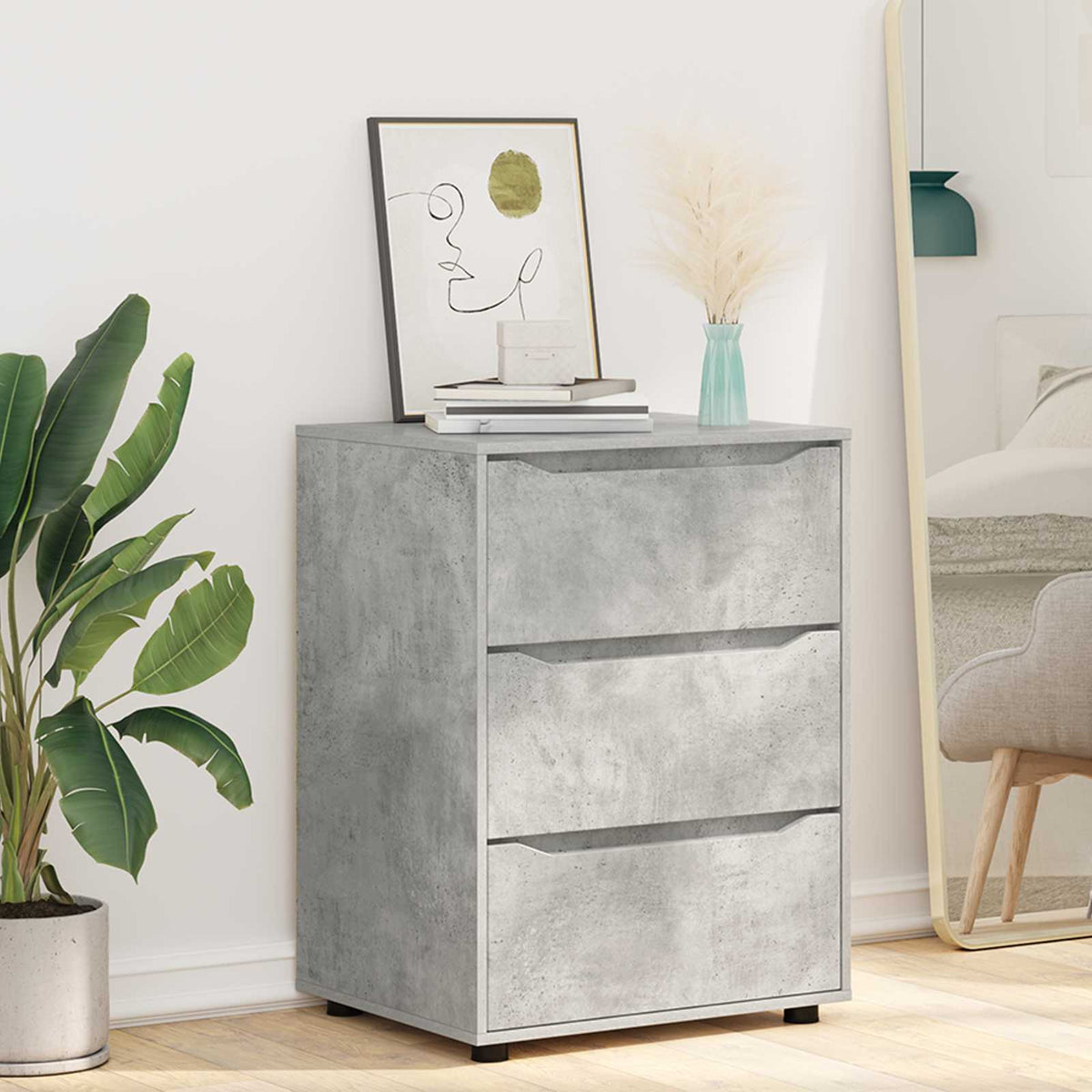 Opbevaringsskab 60 x 48 x 81 cm Konstrueret træ Beton Grå