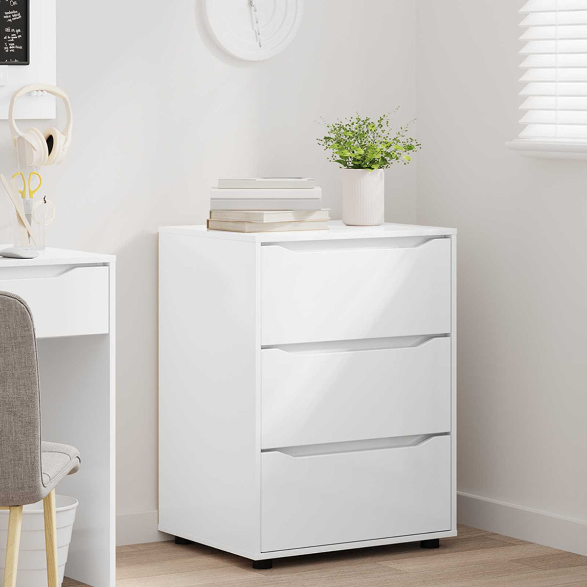 Opbevaringsskab 60 x 48 x 81 cm Konstrueret træ Høj gloss hvid