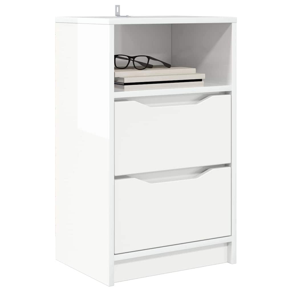 Sengeborde 2 stk. Høj gloss hvid 40 x 30 x 467 cm