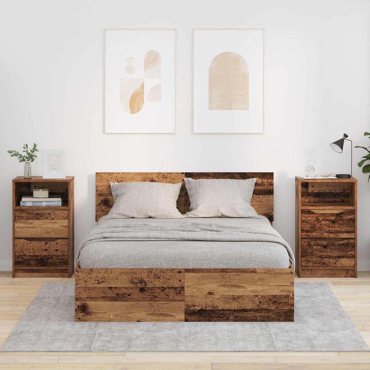 Sengeborde 2 stk. Gammelt træ 40 x 30 x 67 cm Konstrueret træ