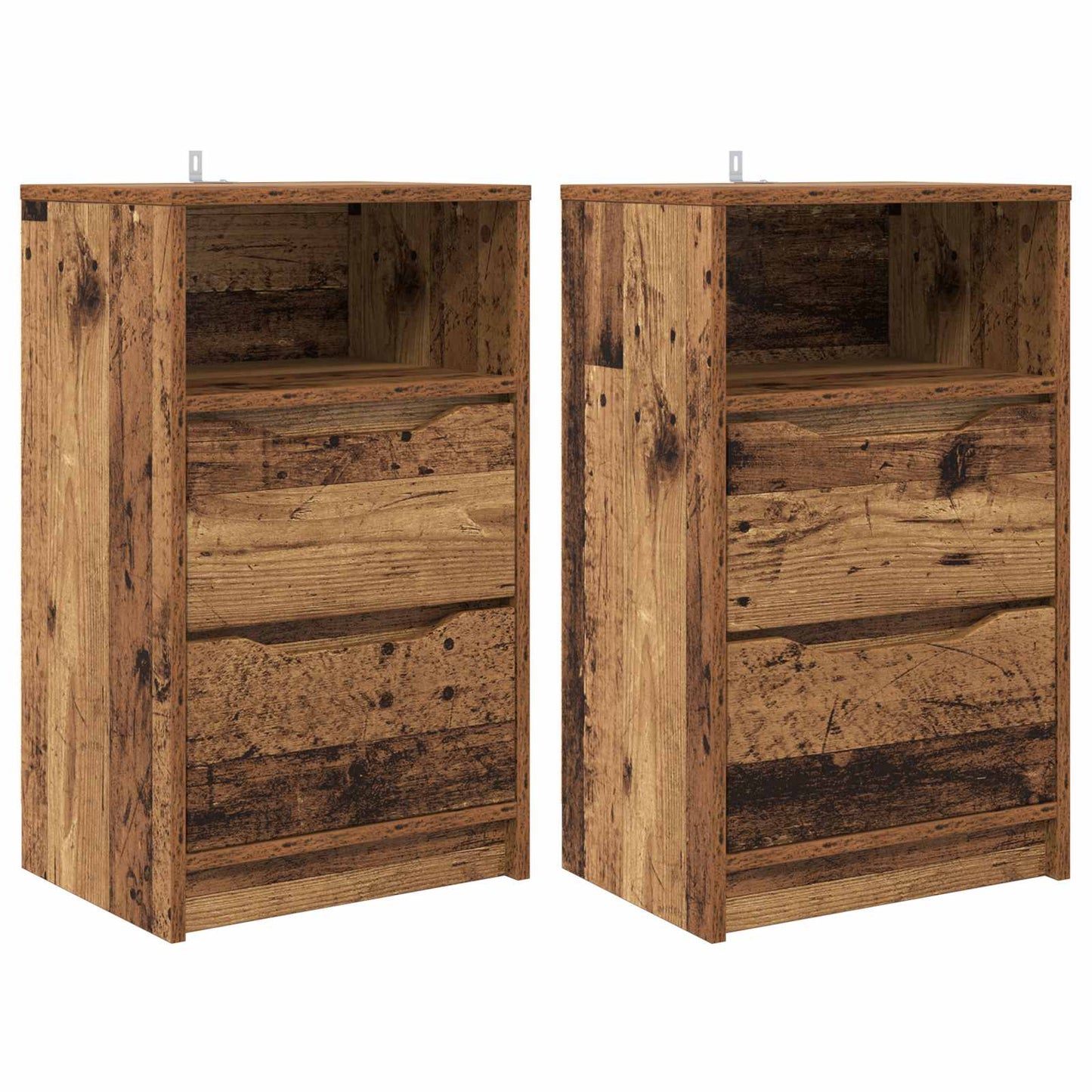 Sengeborde 2 stk. Gammelt træ 40 x 30 x 67 cm Konstrueret træ