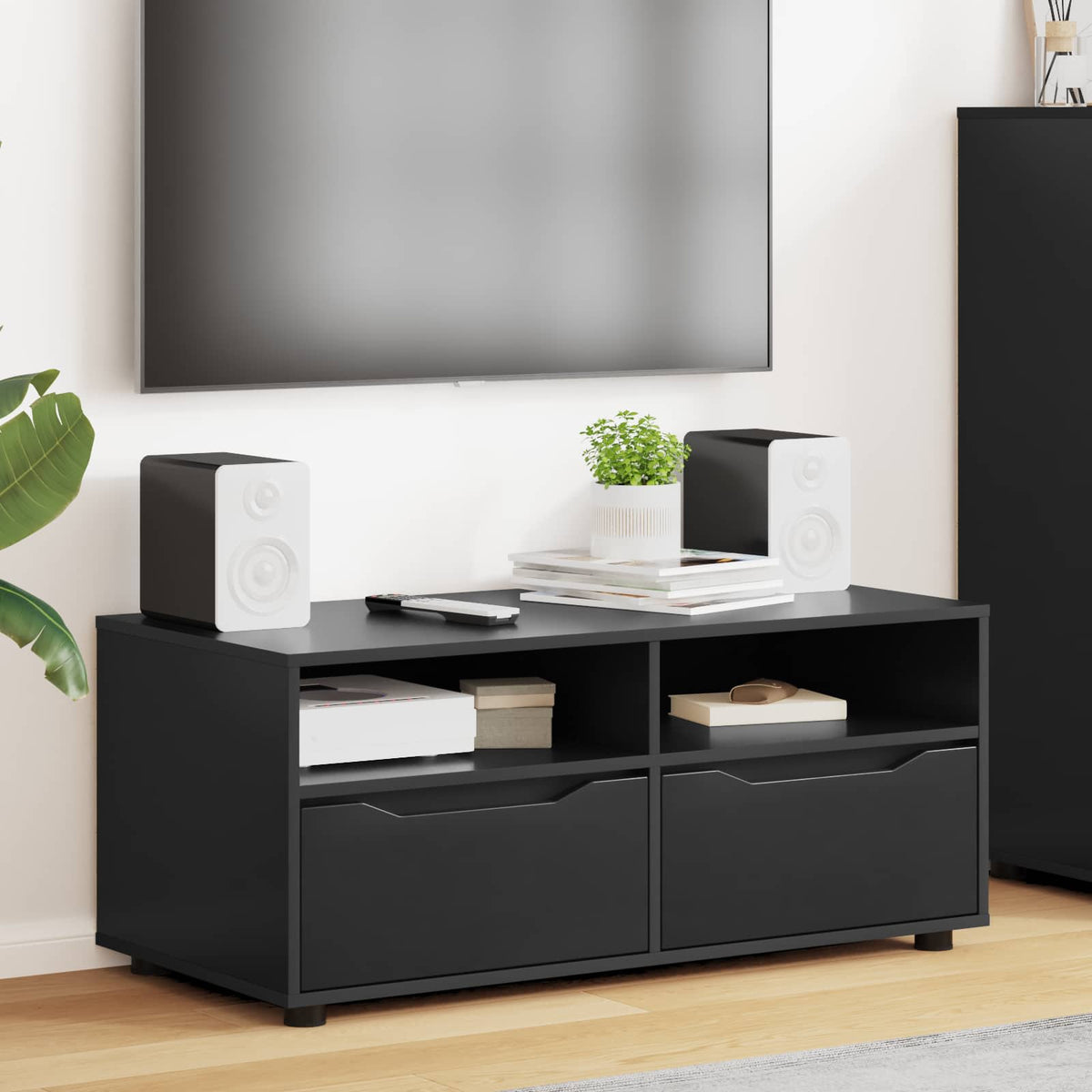 TV-skab 100 x 48 x 43 cm Sort Konstrueret træ