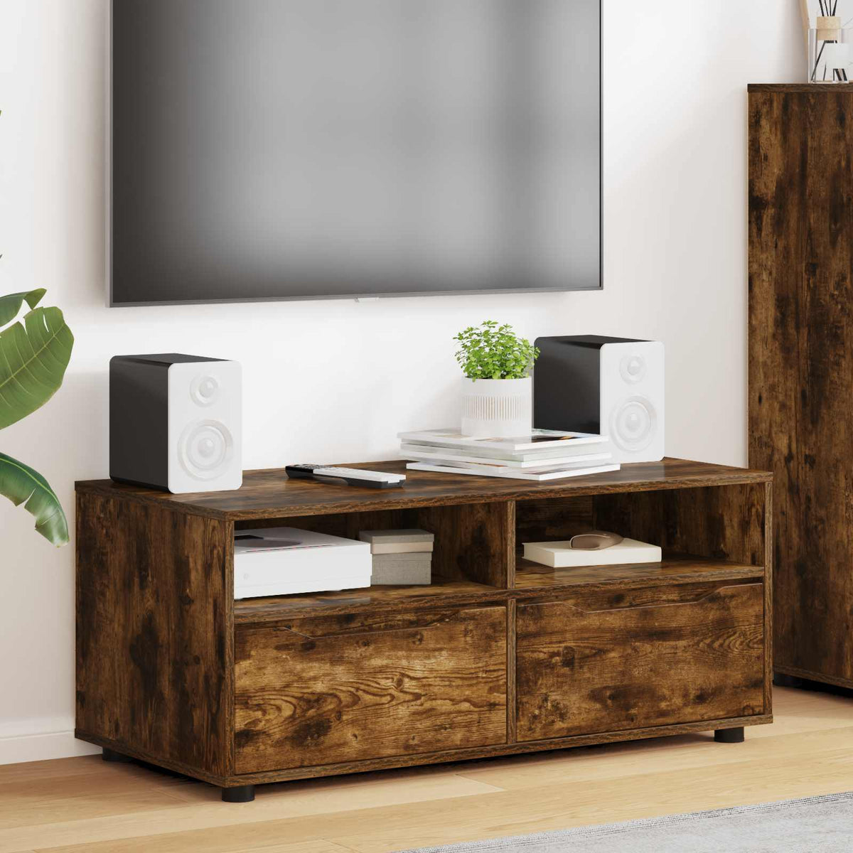 TV-skab 100 x 48 x 43 cm Røget eg Konstrueret træ