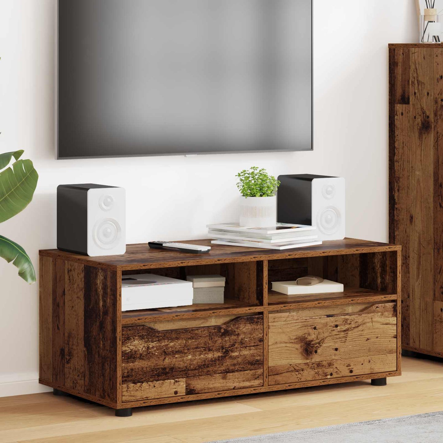 TV-skab 100 x 48 x 43 cm Gammelt træ Konstrueret træ