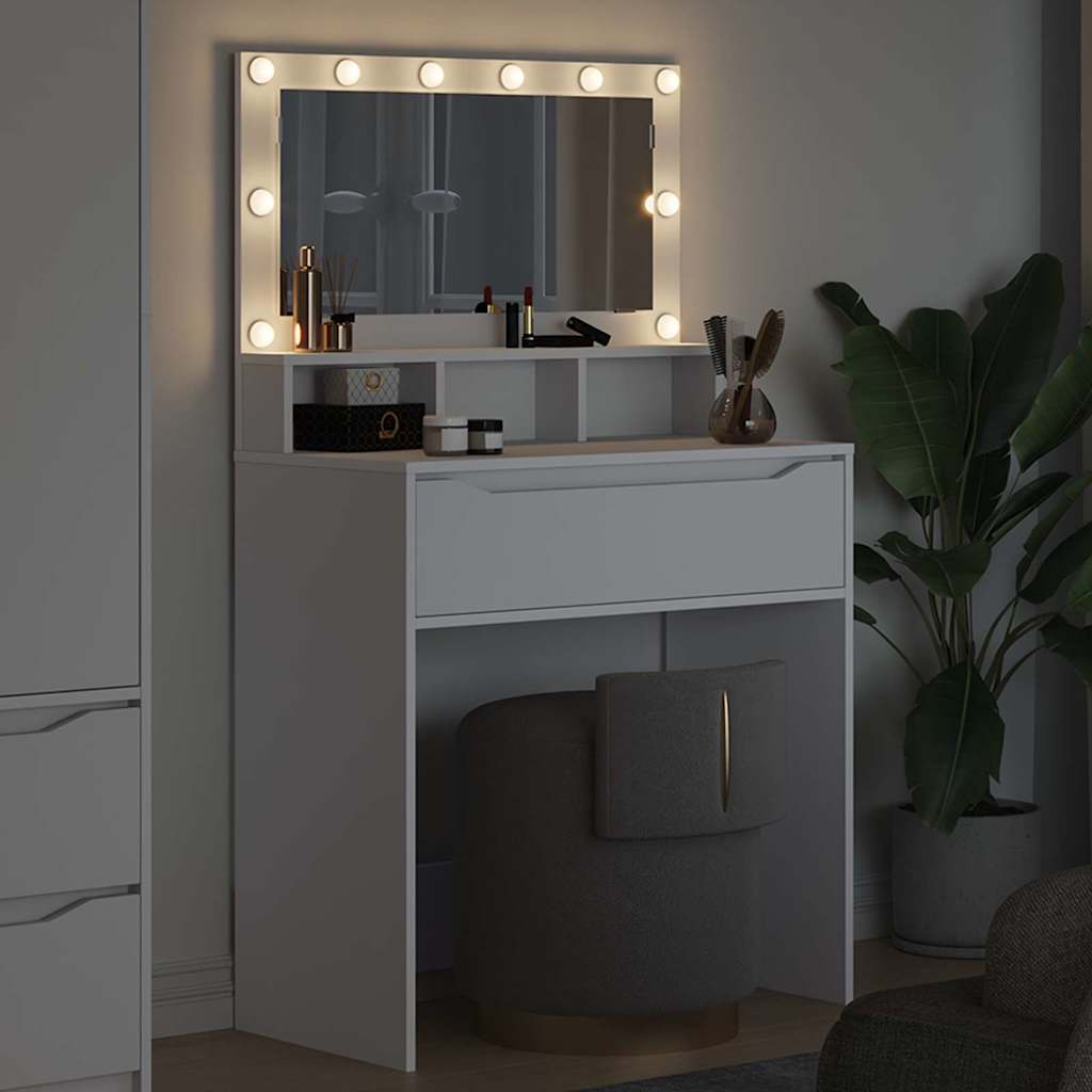 Soveværelsessminkeborde Hvid 80 x 39,5 x 135 cm Konstrueret træ