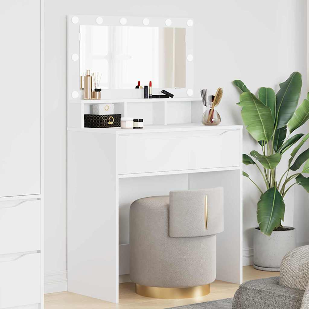Soveværelsessminkeborde Hvid 80 x 39,5 x 135 cm Konstrueret træ
