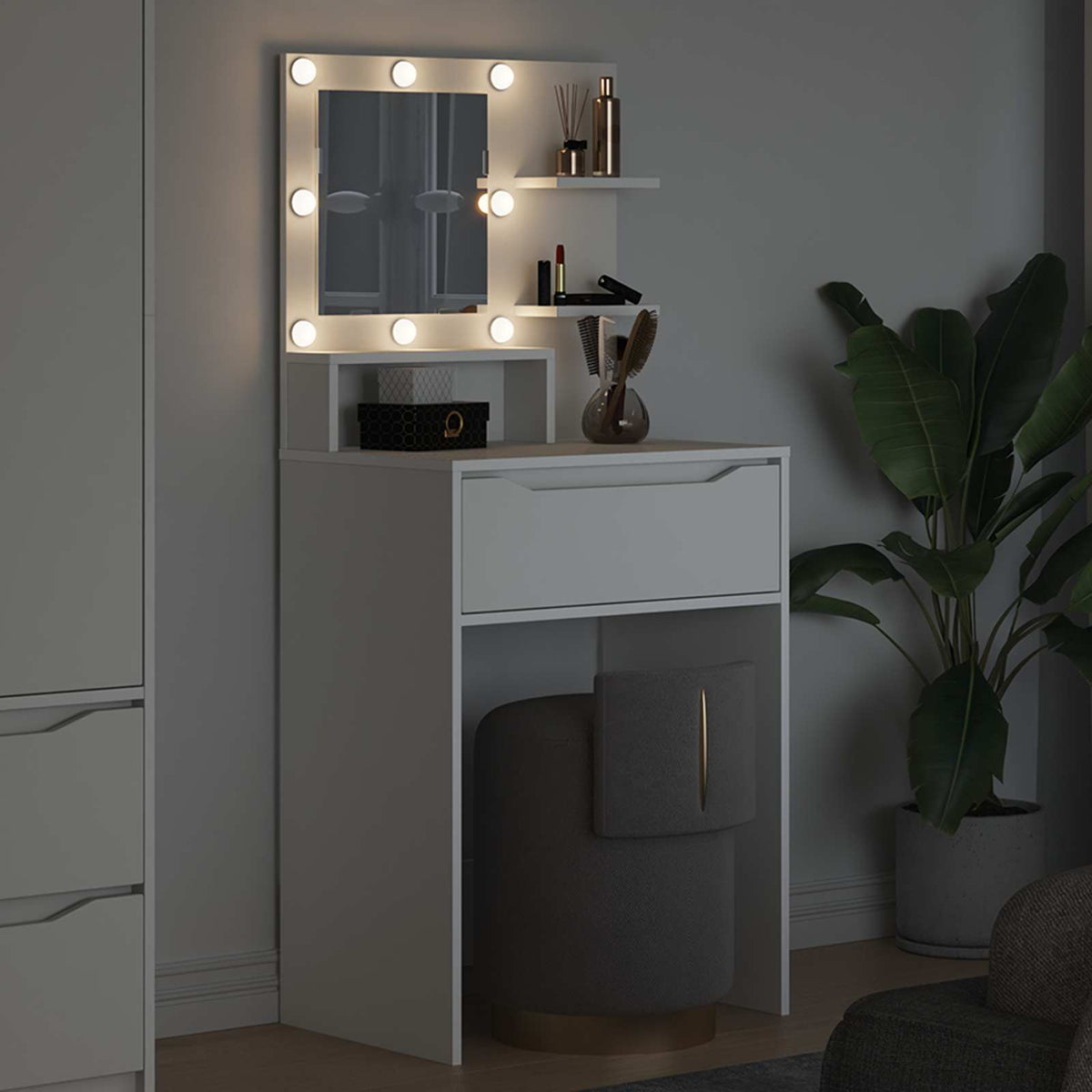 Soveværelsessminkeborde Hvid 60 x 39,5 x 135 cm Konstrueret træ