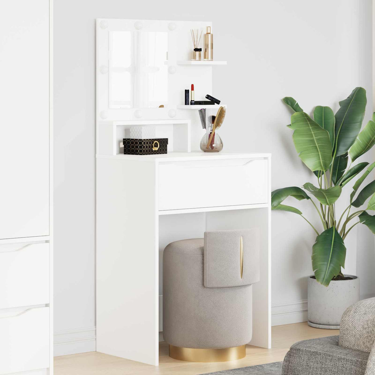 Soveværelsessminkeborde Hvid 60 x 39,5 x 135 cm Konstrueret træ