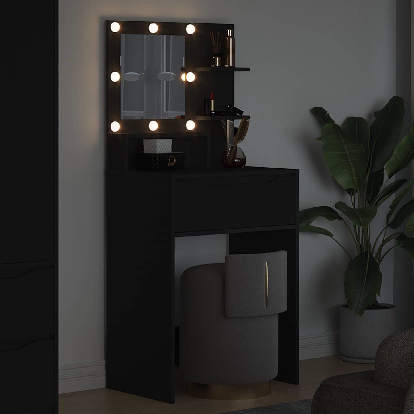 Soveværelsessminkeborde Sort 60 x 39,5 x 135 cm Konstrueret træ