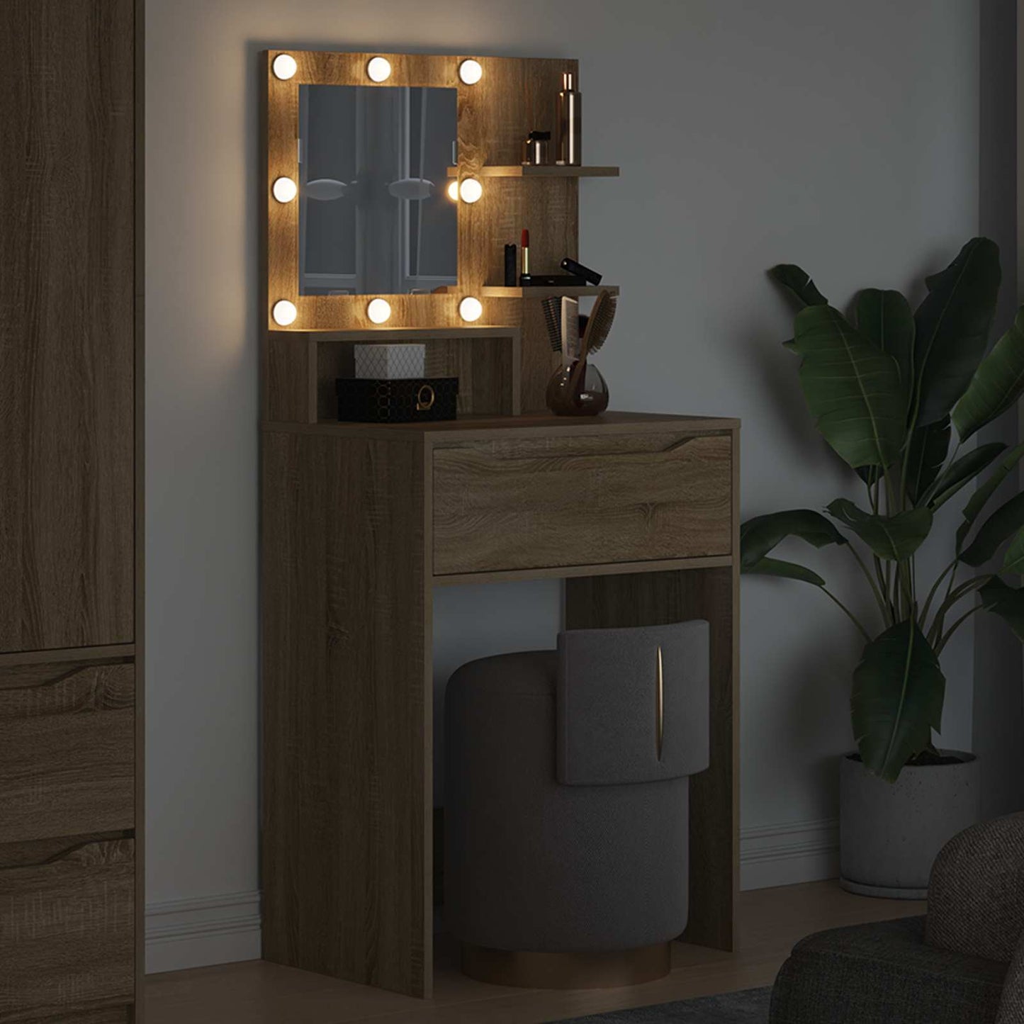 Soveværelsessminkeborde Sonoma-eg 60 x 39,5 x 135 cm