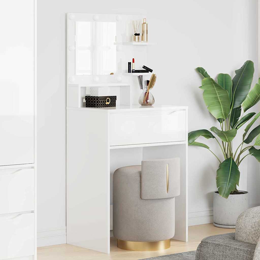 Soveværelsessminkeborde Hvid højglans 60 x 39,5 x 135 cm