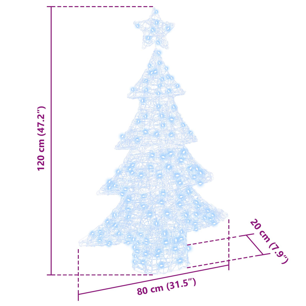 Juletræ 100 LED'er Kold hvid 120 cm Akryl